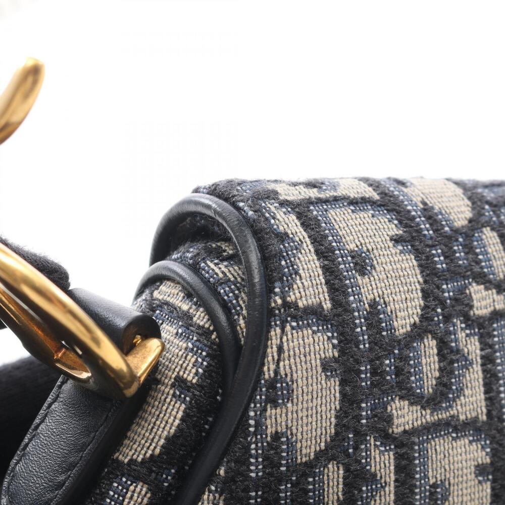 Dior Saddle Bag Oblique Jacquard Handbag Canvas Leather Ivory White Navy Blue - Picture 8 of 8